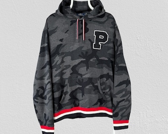 Polo Ralph Lauren grijze hoodietrui met camouflageprint geborduurd P herenmaat Large