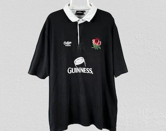 Vintage Guinness England rugbyjersey poloshirt katoenhandelaren herenmaat XXL