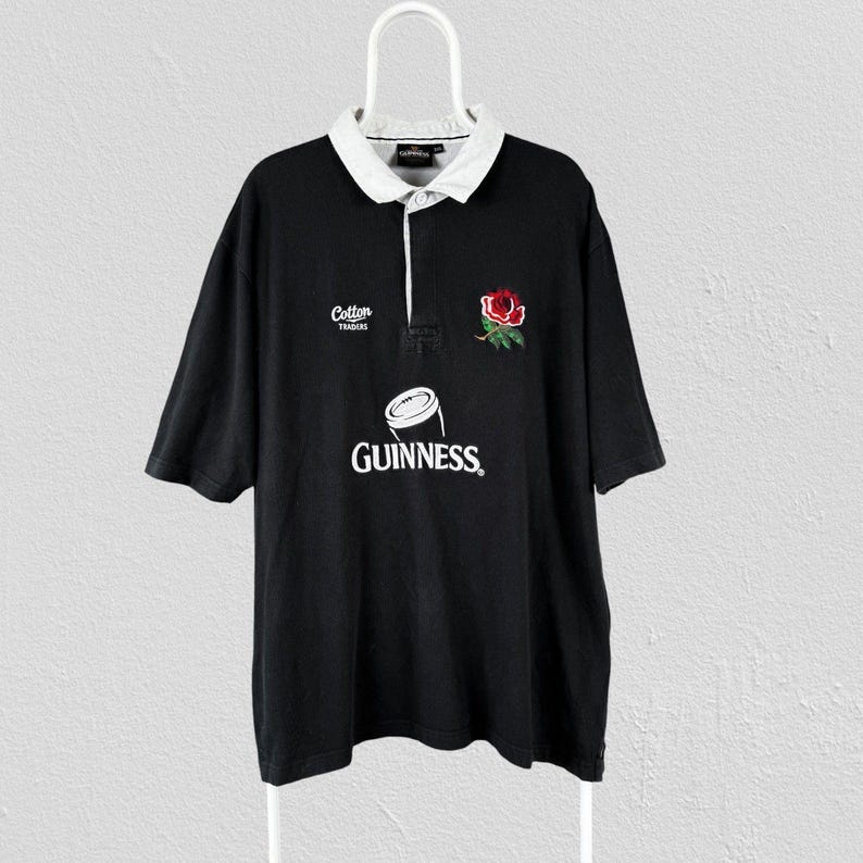 Vintage Guinness England Rugby Jersey Polo Shirt Cotton Traders Mens Size XXL image 1