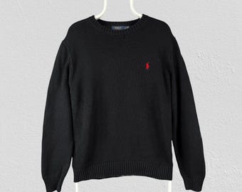 Polo Ralph Lauren Black Knit Jumper Pullover Mens Size Large