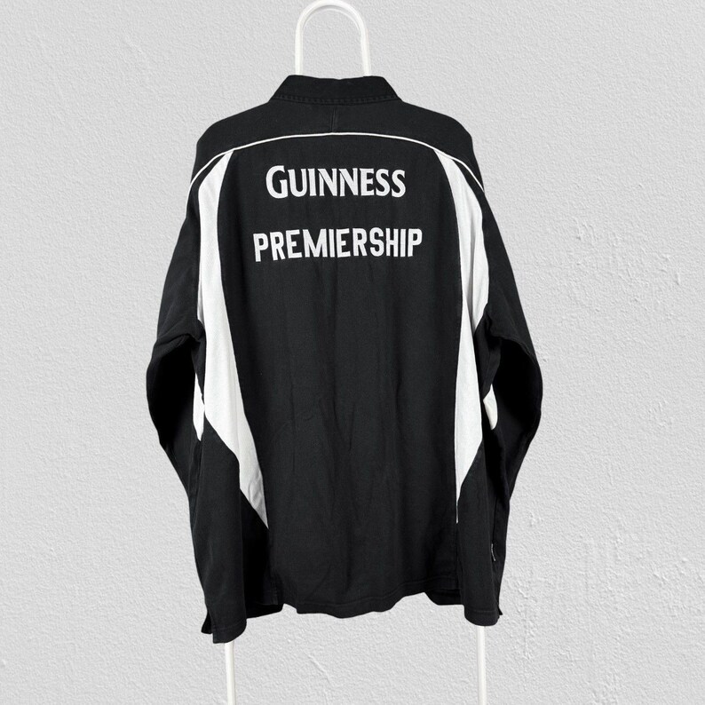 Polo da rugby vintage nera Guinness a maniche lunghe da uomo, taglia 3XL immagine 3