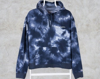 Champion sweat à capuche tie-dye bleu pull pour femmes grande