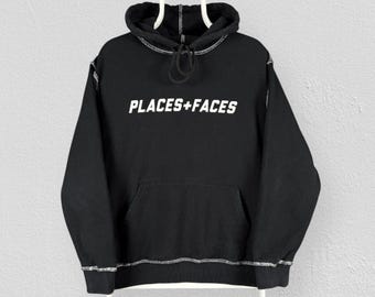 Orte + Gesichter Schwarz Kontrast Stitch Hoodie Herren Medium