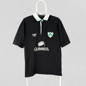 Vintage Guinness Ireland rugbyjersey poloshirt zwart herenmaat Medium afbeelding 1