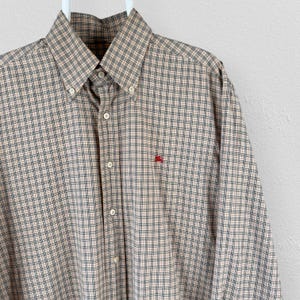 Burberry Beige Nova Rutig Skjorta Långärmad Skjorta Herr Storlek Large 42
