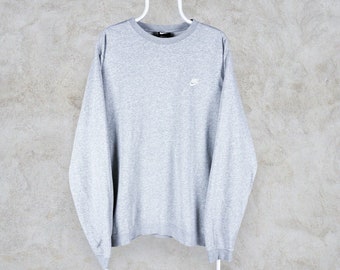 Nike Grauer Sweatshirt Pullover mit besticktem Swoosh Herren XL