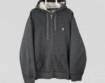 Polo Ralph Lauren Grau Hoodie Schwergewebe Full Zip Herren Größe XXL