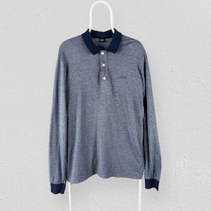 Hugo Boss Blue Polo Shirt Long Sleeve Mens XXL