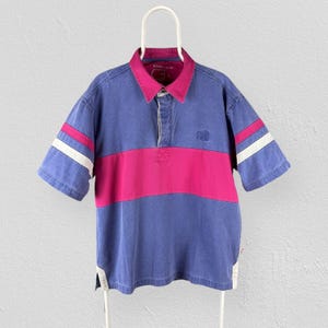Angebot Kleidung Rugby-Polo-Shirt Segeln Pink Blau Gestreift Herren L