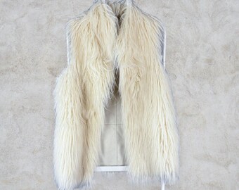 Armani Jeans Fur Gilet Jacket Cream Women's 38 UK 10 Small