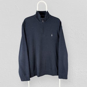 Polo Ralph Lauren Blue 1/4 Zip Pullover Sweatshirt Mens Large