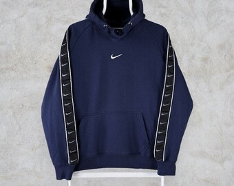 Sweat à capuche Nike bleu marine Pullover avec coutures apparentes au centre pour hommes Petit