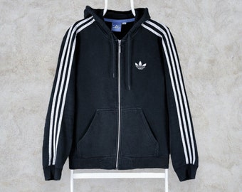 Adidas Originals Sweat à capuche noir avec fermeture éclair Firebird pour hommes Petit