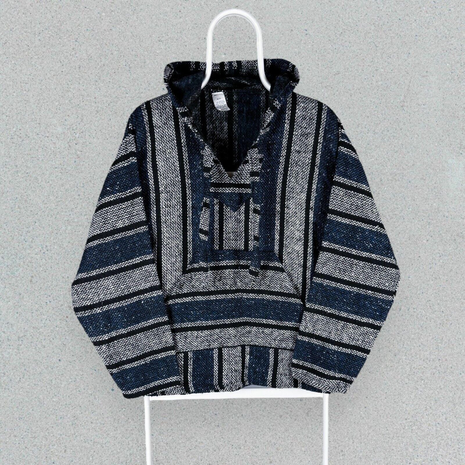 Vintage Mexican Baja Hoodie Aztec Blue Plaid Handmade Molina Mens Small Etsy Israel