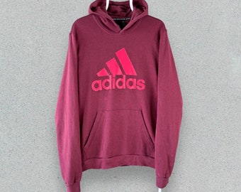 Adidas Red Hoodie Pullover Spell Out Logo Mens Large