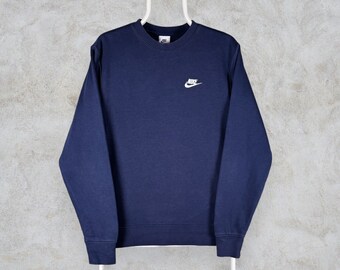 Nike Blau Sweatshirt Pullover Gestickte Swoosh Herren XS