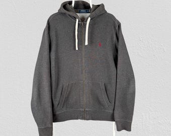 Polo Ralph Lauren Grey Hoodie Full Zip Up Heavyweight Mens Size Large