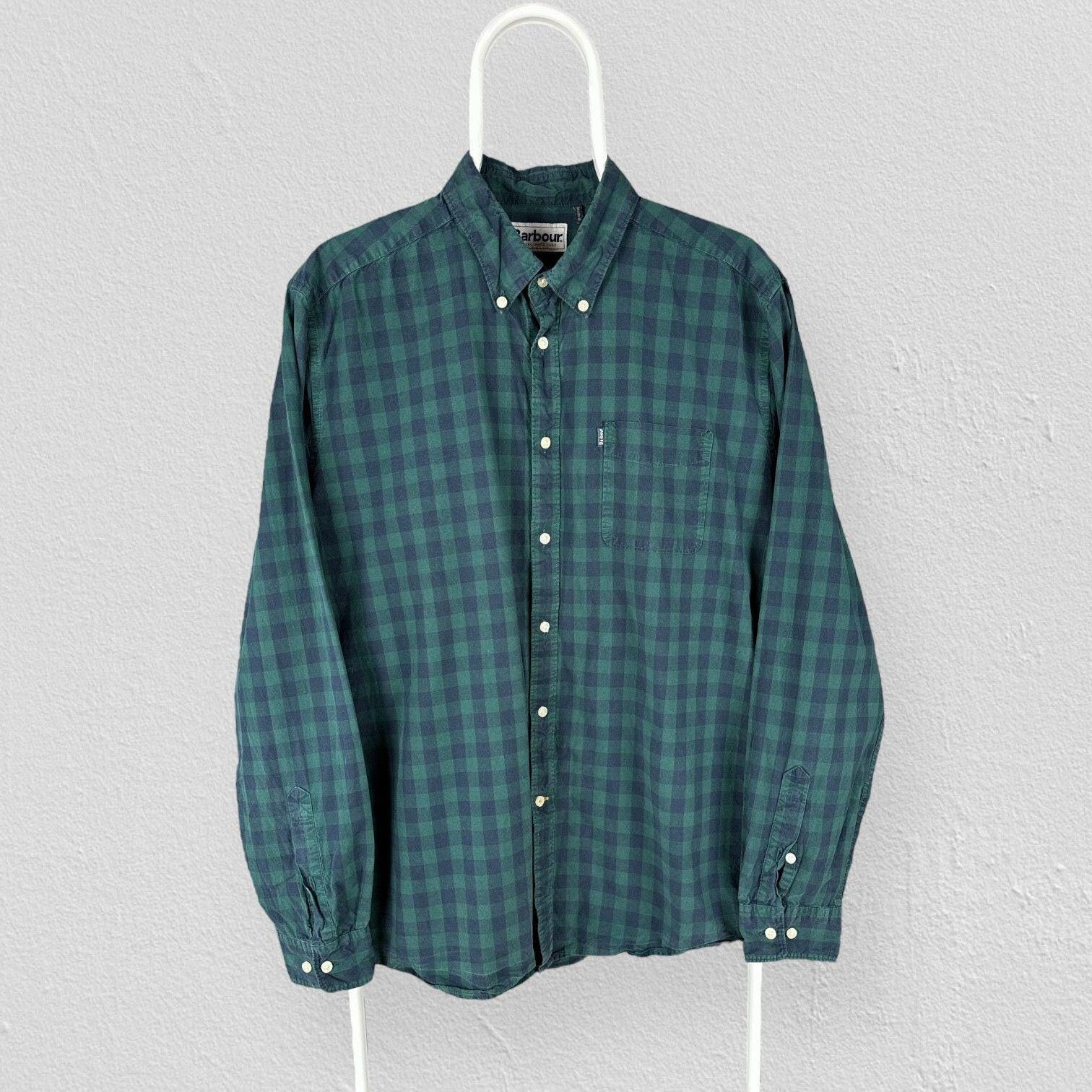 Barbour Endsleigh Gingham Shirt Green Blue Check Mens XL
