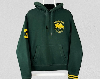 Sudadera con capucha verde vintage de Polo Ralph Lauren, Nueva York 1967, talla pequeña para hombre.
