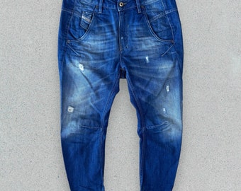 Diesel Fayza Jeans Blue Relaxed Boyfriend Low Waist Crop Leg Womens W30 L25