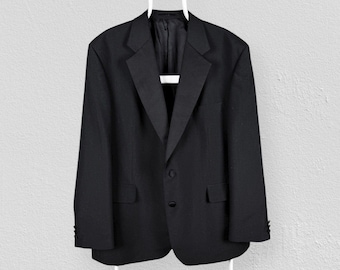 Vintage Burton Black Tuxedo Suit Blazer Dinner Jacket Wool Mens UK46 Regular