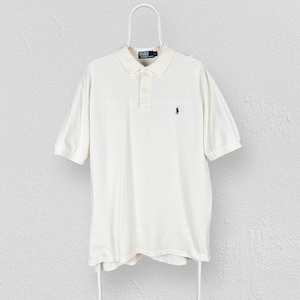 Vintage Polo Ralph Lauren Cream Polo Shirt Short Sleeve Mens XL