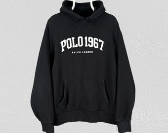 Polo Ralph Lauren Black Hoodie Spell Out Pullover Mens Size Large