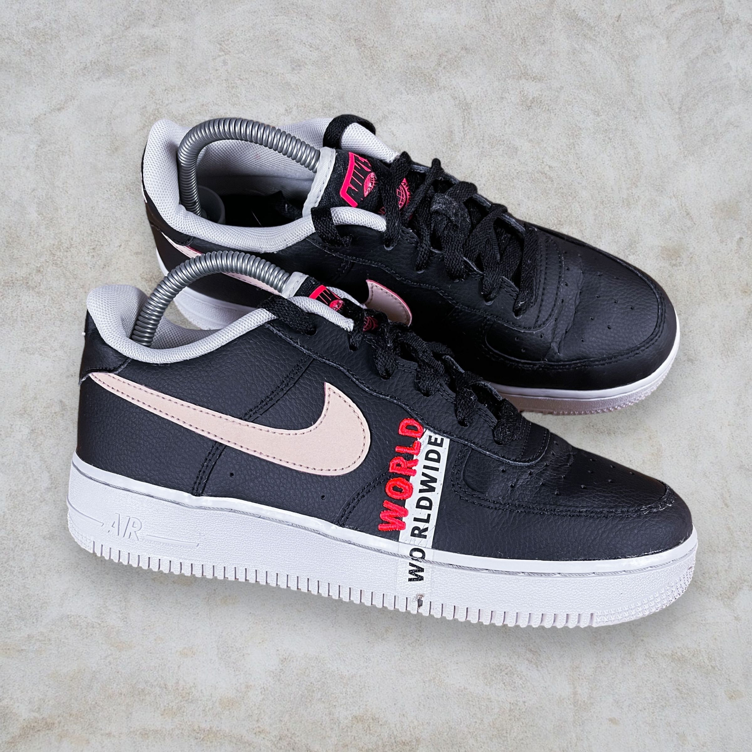 Nike AF1 worldwide black flash crimson size 8 - Depop