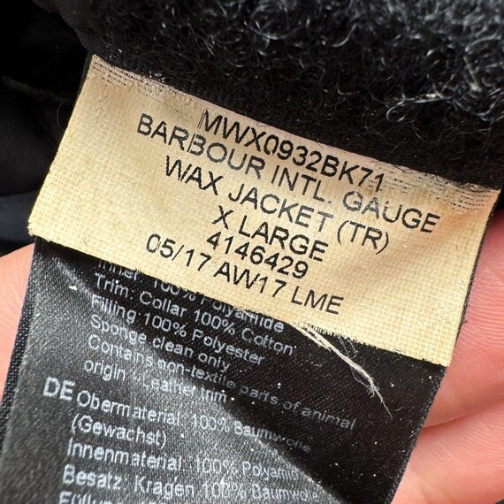 Barbour International Gauge Wax Jacket Quilted Biker Black Mens XL