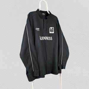 Polo da rugby vintage nera Guinness a maniche lunghe da uomo, taglia 3XL immagine 2