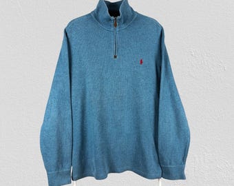 Polo Ralph Lauren Blue 1/4 Zip Sweatshirt Pullover Mens Size Large