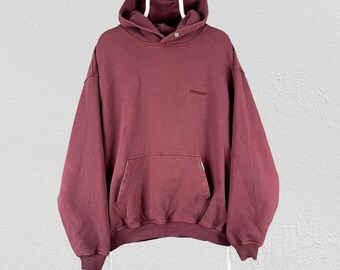 Felpa con cappuccio bordeaux Represent Blanks, pullover pesante, vestibilità ampia, taglia L da uomo.