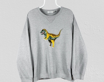 Coach Grå Tröja Broderad Rexy Dinosaur Pullover Herr Storlek Stor