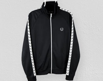 Vintage Men's FRED PERRY Full Zip Cotton White Track Top