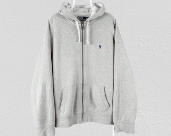 Vintage Y2K Polo Ralph Lauren White Zip up Hoodie Sweatshirt Size