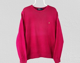 Jersey rosa vintage de Polo Ralph Lauren, de algodón, talla mediana para hombre.