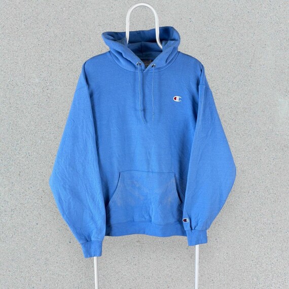 Champion Baby Blue Hoodie Pullover Spell Out Mens Large Etsy