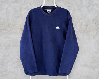 Vintage Adidas Blau Fleece Sweatshirt Pullover Herren Medium