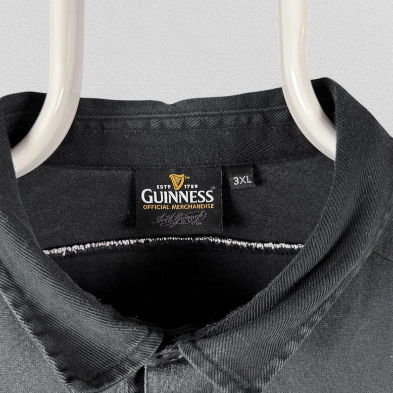 Polo da rugby vintage nera Guinness a maniche lunghe da uomo, taglia 3XL immagine 4