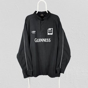 Polo da rugby vintage nera Guinness a maniche lunghe da uomo, taglia 3XL immagine 1