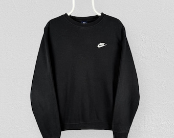 Nike Black Sweatshirt Embroidered Swoosh Pullover Mens Medium