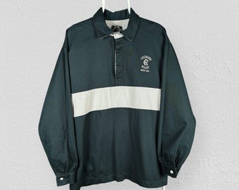 Maillot Rugby Vintage Dublin Irlande, Manches Longues, Rayé Brodé, Taille 2XL, Années 90