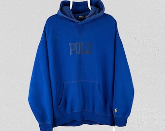 Sudadera con capucha azul Polo Ralph Lauren con logo, talla grande para hombre.