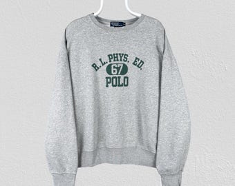 Vintage Polo Ralph Lauren Grey Sweatshirt Phys Ed 67 Pullover Mens Size XL