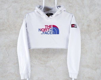 The North Face Weißer, abgeschnittener Kapuzenpullover für Damen, Größe S