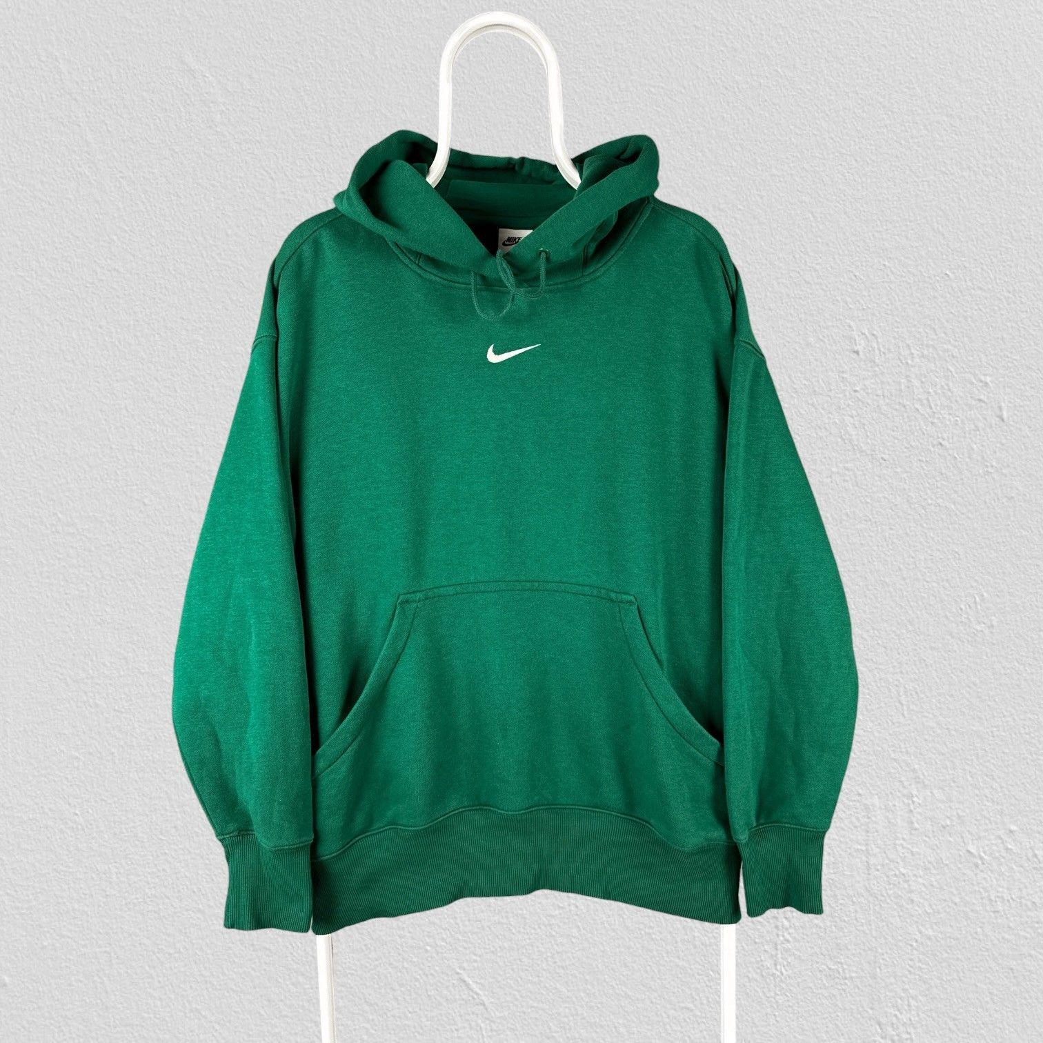 nike mini swoosh oversized green hoodie