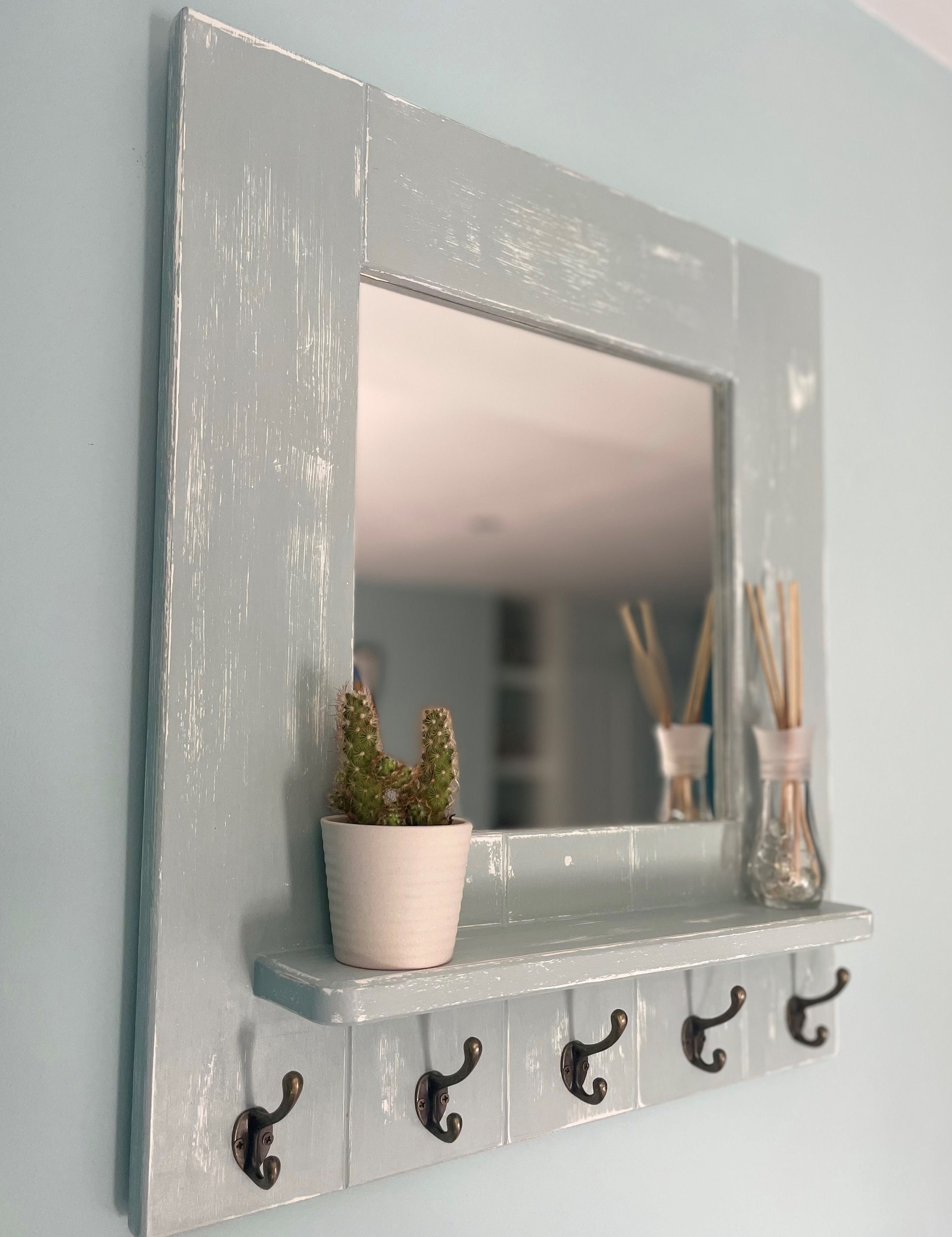 Light Grey Hanging Shelf Coat Rack