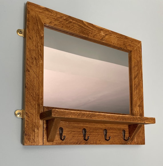 Handmade Rustic Key / Jewellery Rack / Holder With Mirror and - Etsy