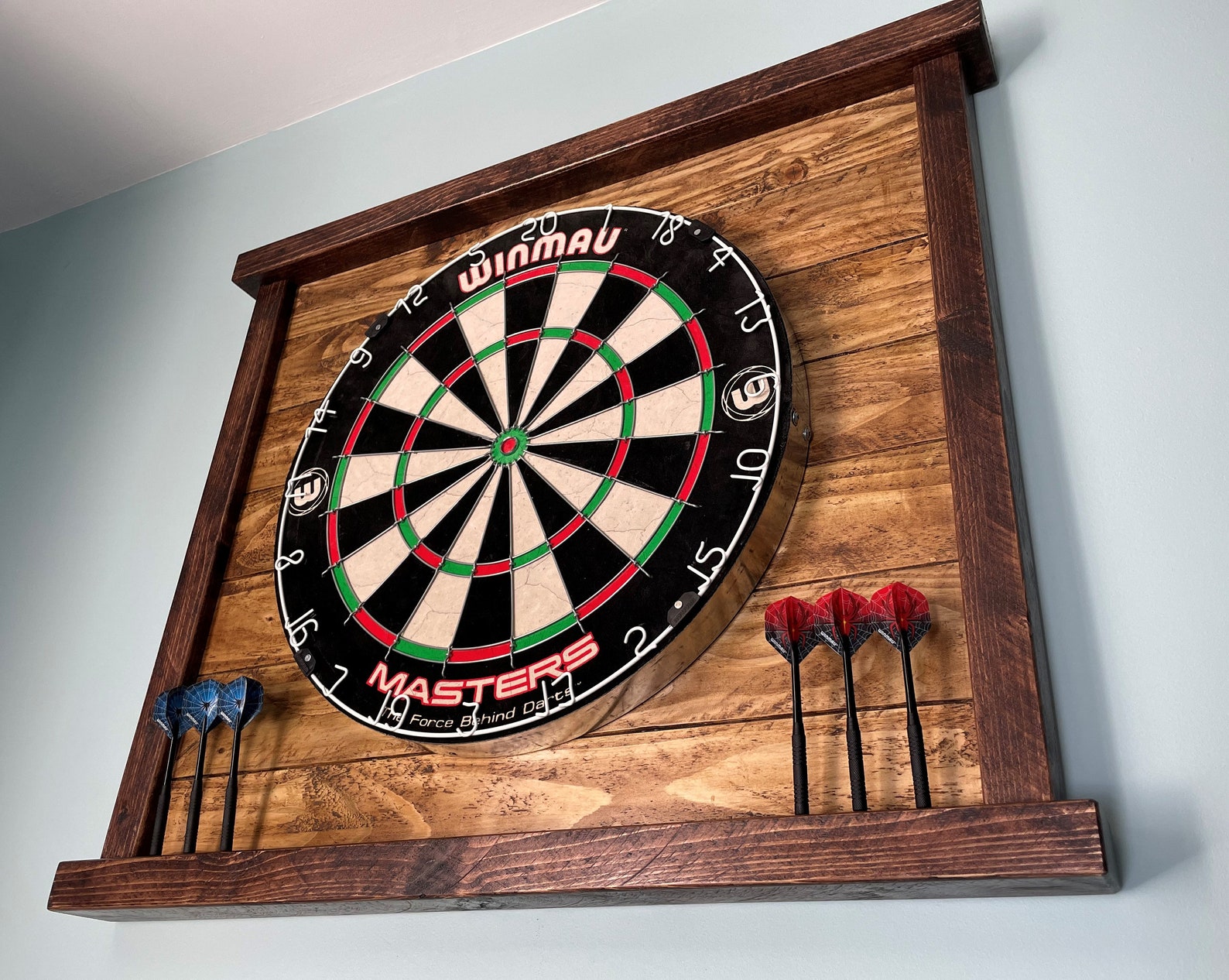 Handmade Solid Wood Rustic Dart Board Surround Walnut Wax Etsy UK