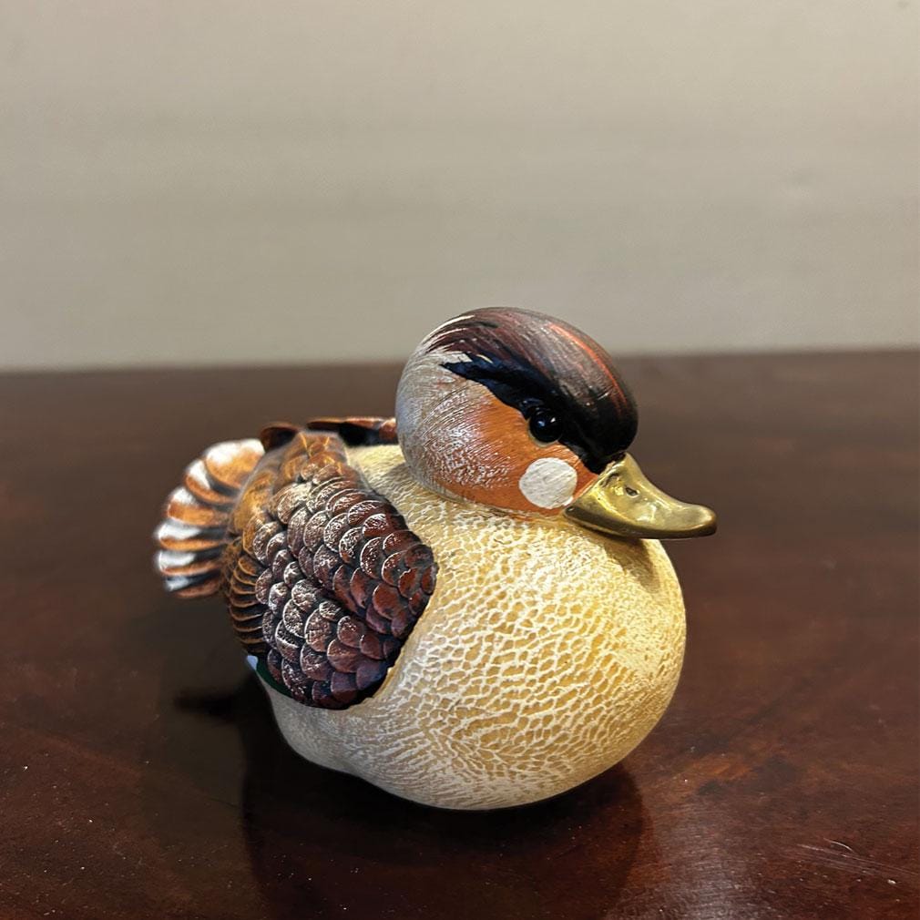【ELLI MALEVOLTI 】エリー・マレヴォルティ・イタリア・木彫・鴨 Elli Malevolti Vintage Duck Sculpture: Italian Pewter